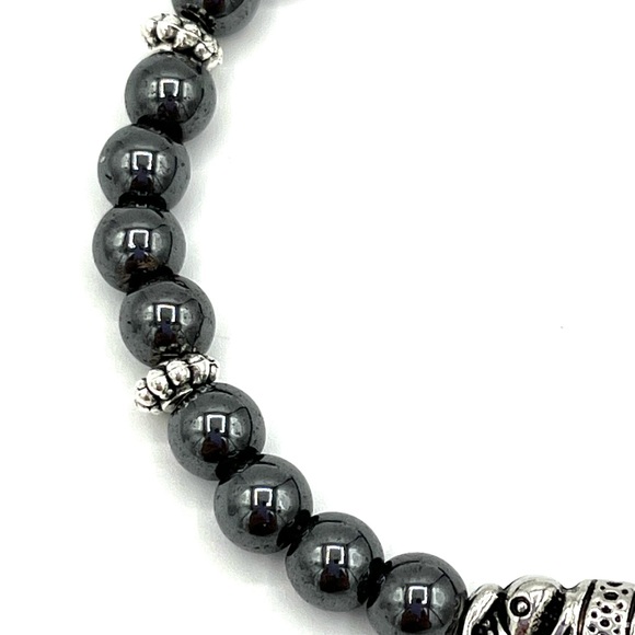 HAND CRAFTED Black Hematite Bracelet with Silver Elephant - Picture 4 of 6